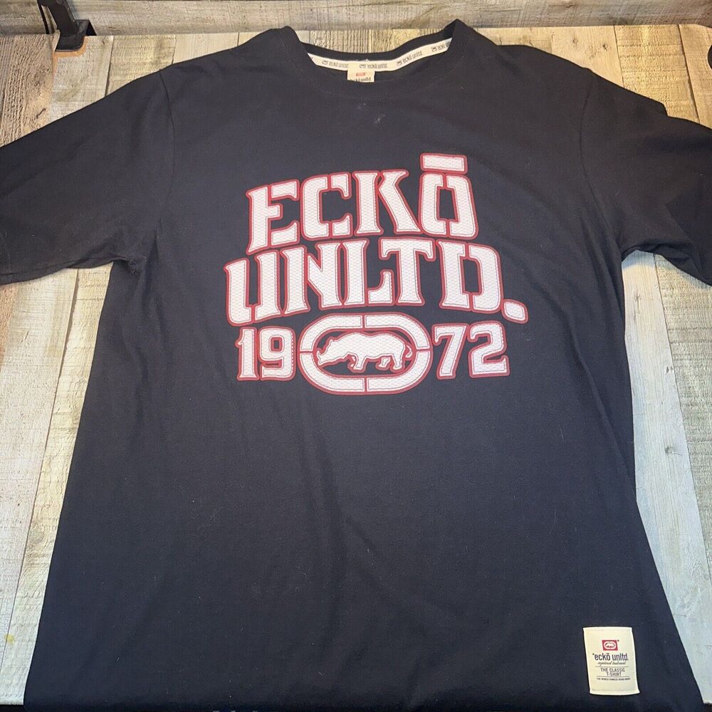 Ecko Unltd Vintage Y2K Oversize Graphic Black Red Short Sleeve T Shirt Large